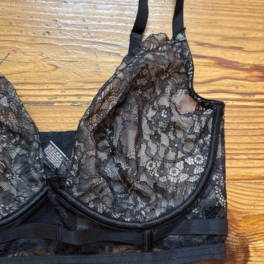 Victoria's‎ Secret Demi Bra Womens Black Excellent Lace Longline SIZE 36DD